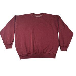 J Galt Burgundy Crewneck Sweatshirt Soft‎ Cotton Blend Pullover Size OS